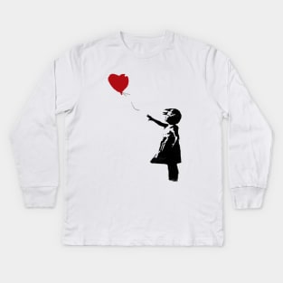 BANKSY Red Heart Balloon Girl Kids Long Sleeve T-Shirt